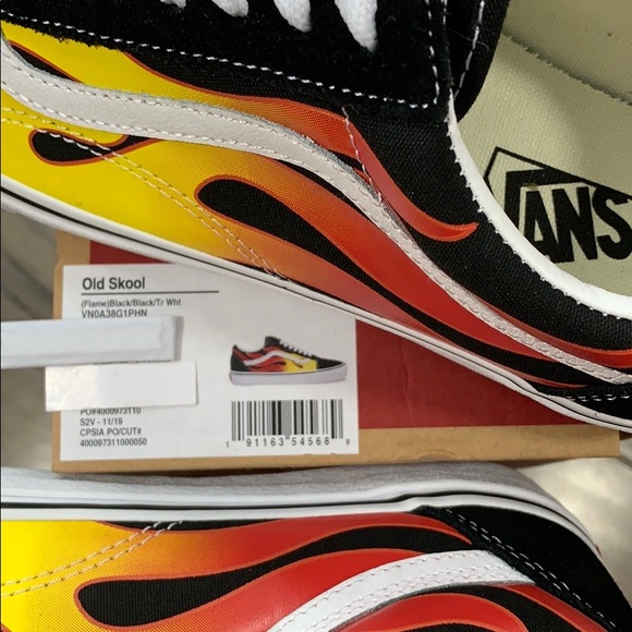 VANS men’s OLD SKOOL FLAME black/black true white - Picture 3 of 16